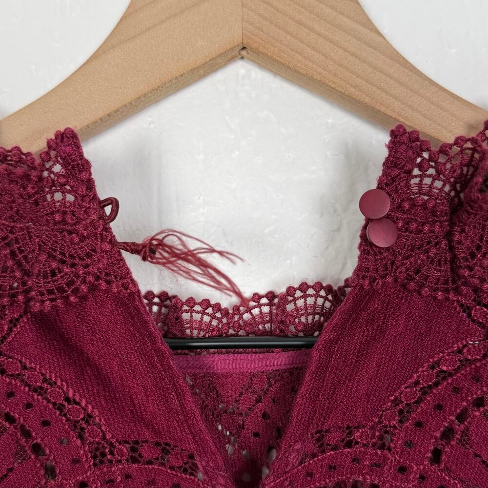 Sézane Bianca High Collar Lace Blouse Deep Raspberry Size EU 40 US 8 - Picture 4 of 8